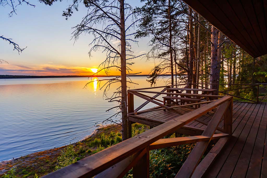Закат на Сямозере в Карелии